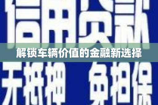 蒙城解锁车辆价值的金融新选择