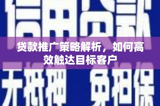 蒙城贷款推广策略解析，如何高效触达目标客户