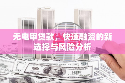 蒙城无电审贷款，快速融资的新选择与风险分析